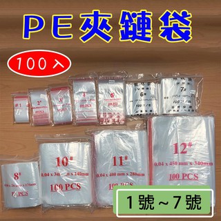 【PE夾鍊袋】1號~7號 夾鏈袋 拉鍊袋 零件袋 餅乾袋 飾品袋 收藏袋 零錢袋