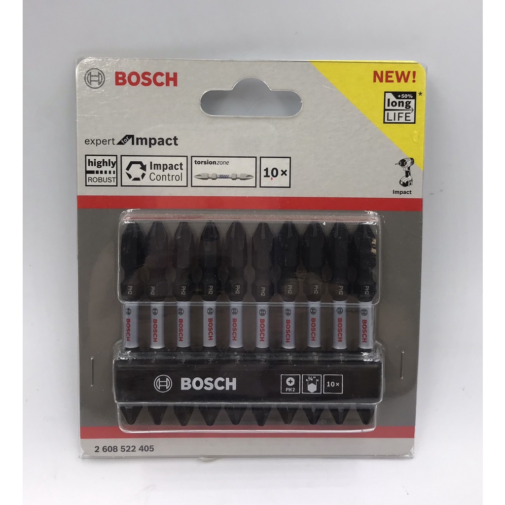 "電筒魔" 德國 BOSCH 原廠 PH2 65mm 10件 高扭力起子頭組 (2608522405)