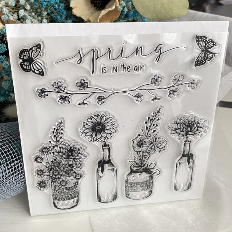台灣賣家 水晶印章 H 花瓶 盆栽 向日葵 透明印章