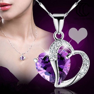 🎄TENTHOUSAND🎄925純銀心嫎天然紫水晶吊墜韓版流行水晶項鍊