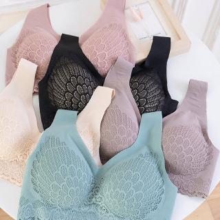 泰國乳膠內衣 無鋼圈性感蕾絲 無痕運動睡眠 無鋼圈集中爆乳調整型內衣 泰國乳膠運動內衣