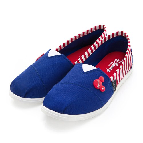Disney 美式活力 經典款米奇條紋懶人鞋-藍(DW3110藍)