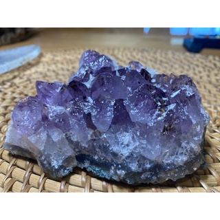 原礦烏拉圭紫水晶帶米粒方解石、鈦晶/烏拉圭紫水晶擺件/消磁