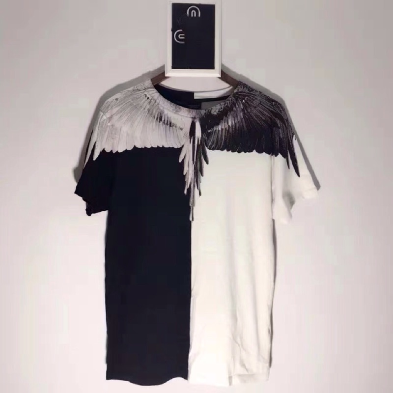 MARCELO BURLON MB翅膀 羽毛 陰陽 黑白 XXS(誠可議）