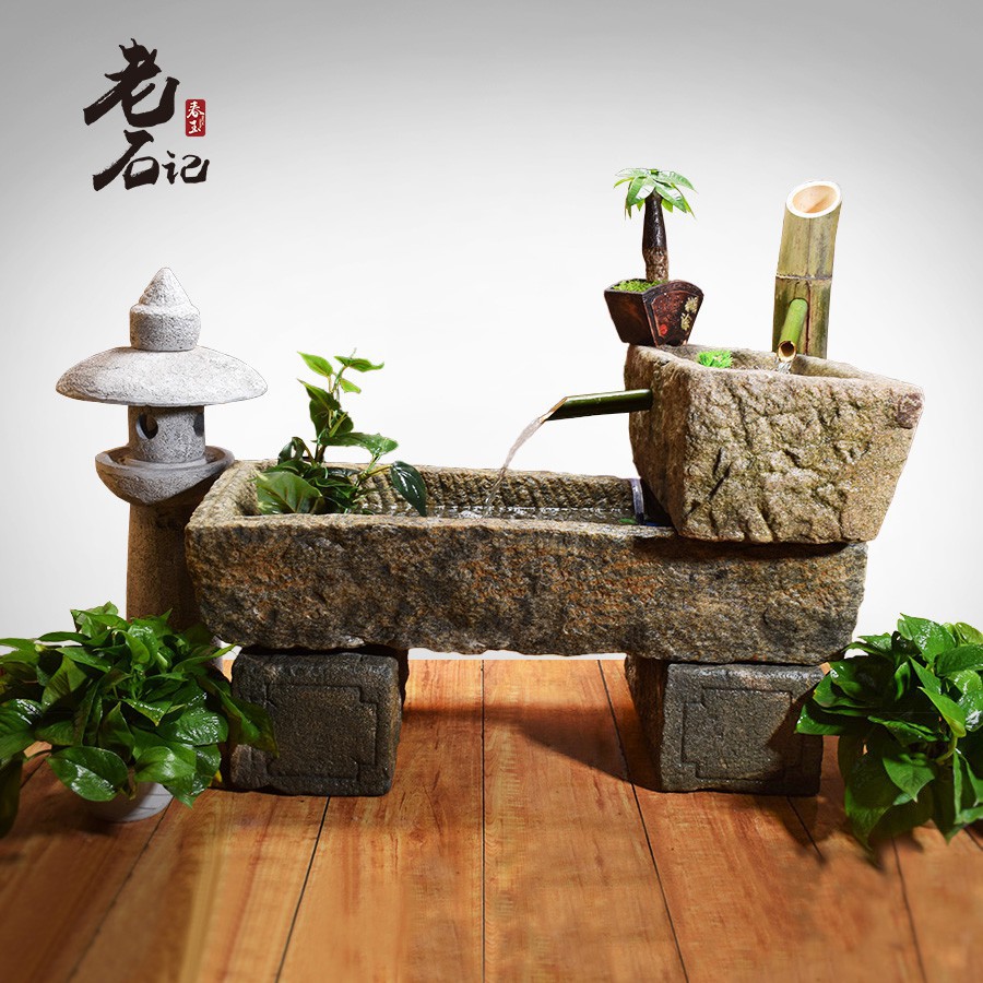 熱賣石頭花盆老石槽漁缸陽臺水景舊水槽庭院戶外擺件朱槽石盆流水組合 蝦皮購物