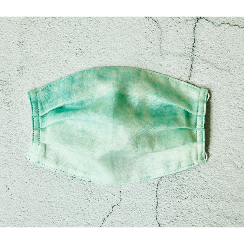 Lizlily Zakka布手作/口罩套/可訂製有耳繩棉口罩/使用日本製綠漸層+二重紗棉布