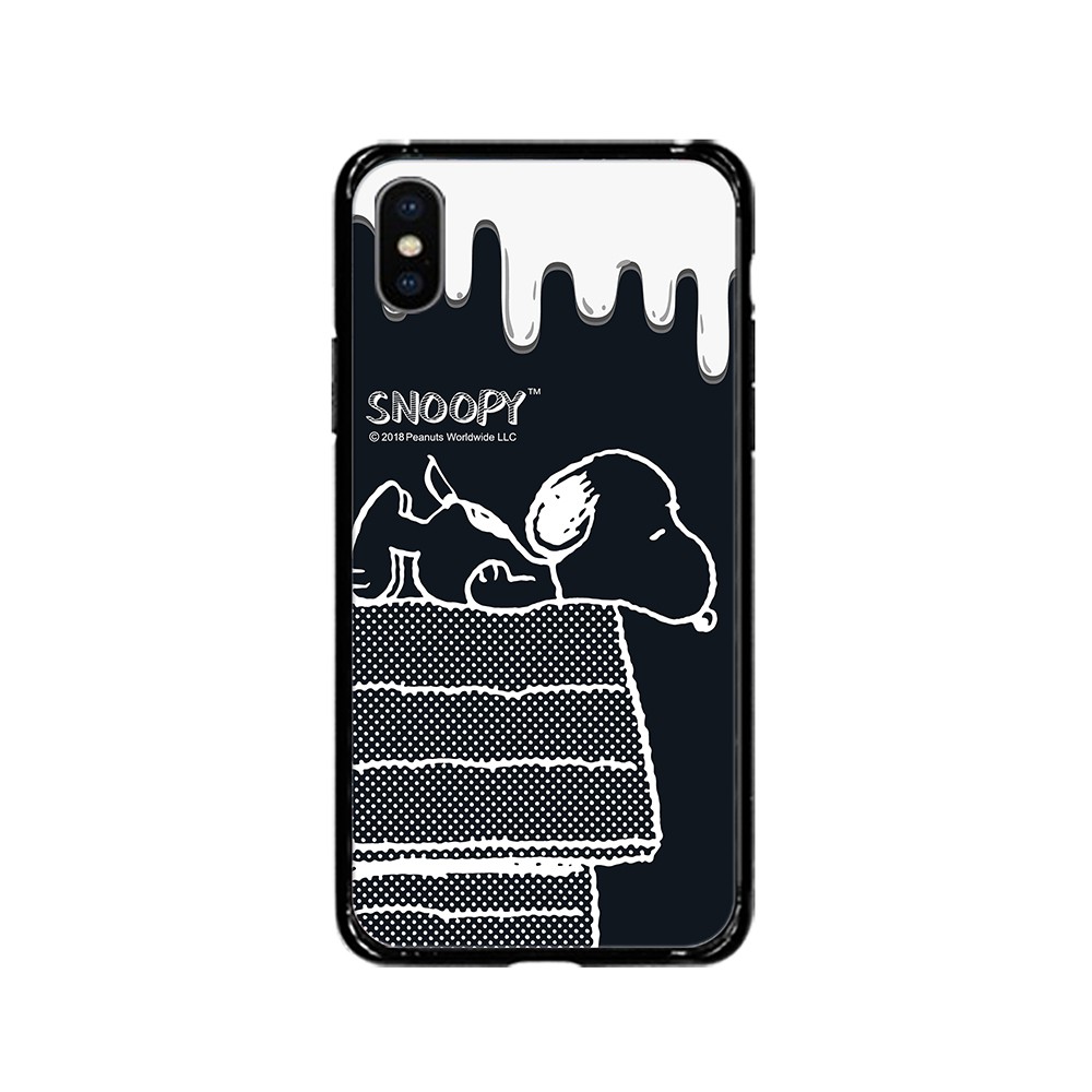 【正版授權】Snoopy 全包邊鋼化玻璃保護殼 iPhone系列- 黑色幽默