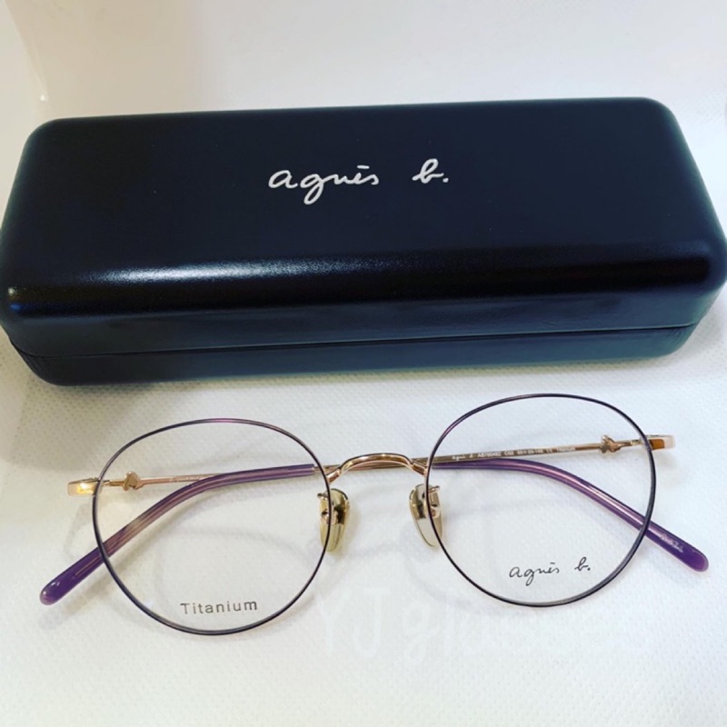 《現貨》agnes b. 小b 鈦金屬 圓形紫色 光學眼鏡AB70049Z C02