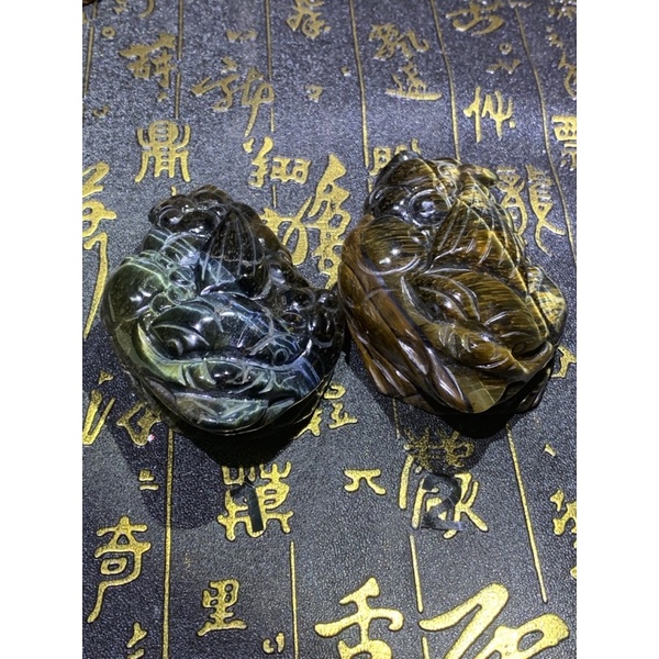 ［沁楹水晶］精選三色虎眼三腳蟾蜍招財神獸虎眼火光黃金閃