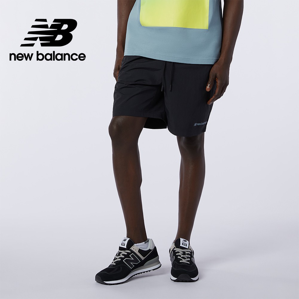 【New Balance】 NB 尼龍抽繩短褲_男性_黑色_AMS11505BK