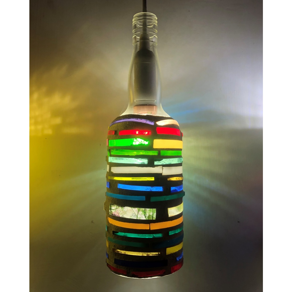 酒瓶燈|馬賽克燈|酒瓶|吊燈|LED|彩色玻璃