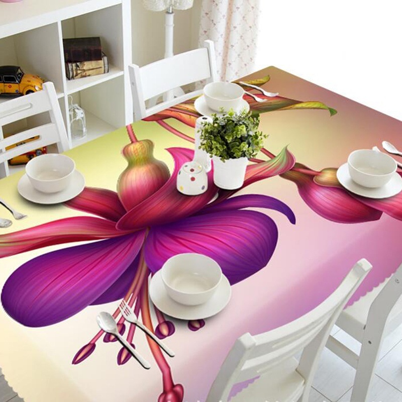 可水洗的漂亮3d 紫色花桌布防塵矩形聚酯 蝦皮購物