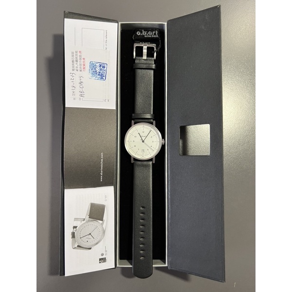九成新 公司貨 a.b.art  機械錶 白色面盤 包浩斯基本經典腕錶 40mm(OA103) 附SEIKO 帆布錶帶