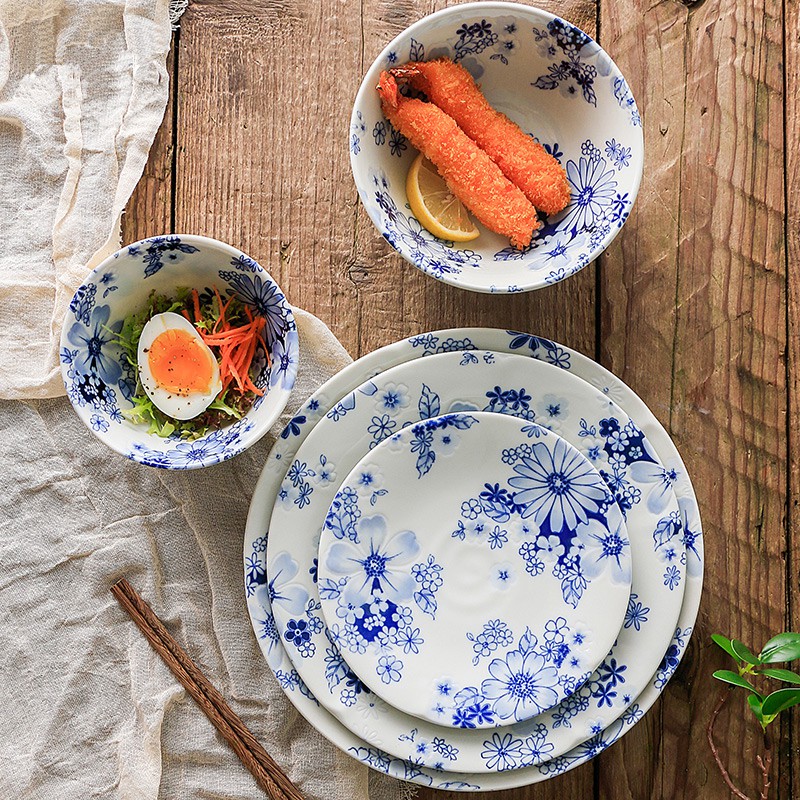 日本製 有古窯 浮雕花集 多用碗 丼碗 碗 深盤 平盤 盤 小缽 缽