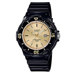 【CASIO】運動潛水風格金屬光澤錶面腕錶-黑X金面(LRW-200H-9E)正版宏崑公司貨