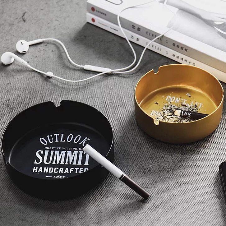 Ym 現貨免郵金屬煙灰缸北歐煙灰缸ins煙灰缸不銹鋼英文潮流戒煙創意英文口號煙灰缸車載煙缸罐煙灰缸 蝦皮購物