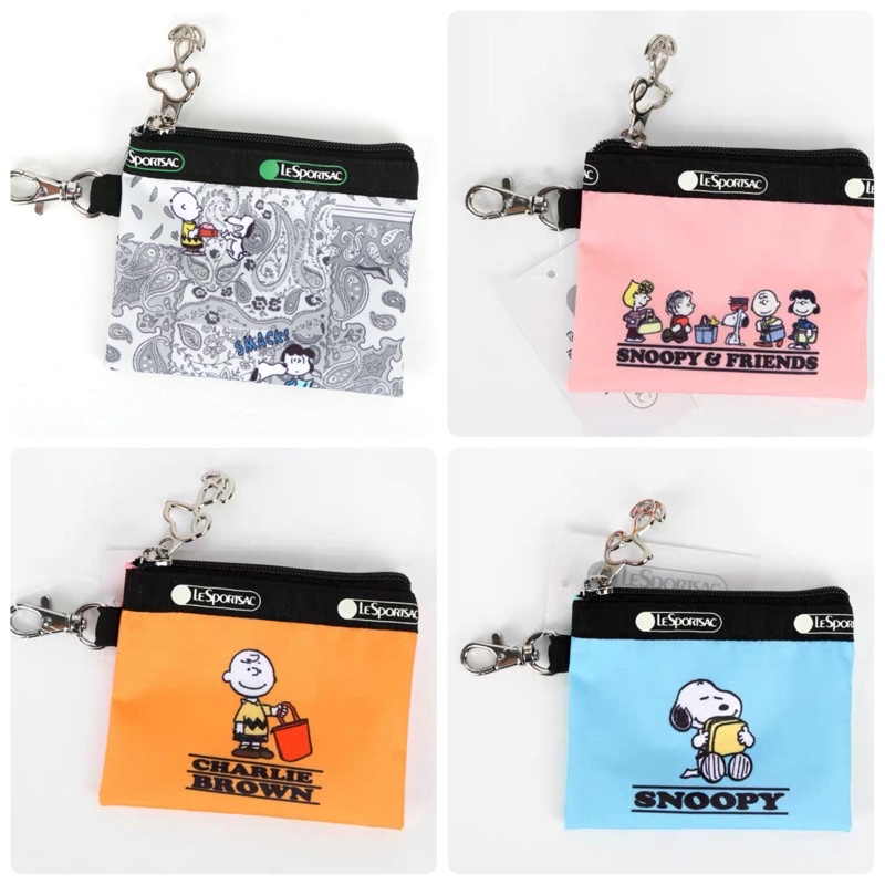 日本Lesportsac x Peanuts 米菲兔 史努比聯名系列拉鍊鑰匙包 零錢包 證件卡包 小物包