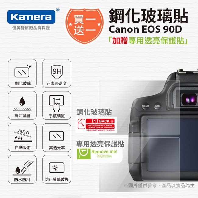 🔥3C大賣場🔥附發票 適用佳能Canon EOS 90D 鋼化玻璃貼 2.5D 1+1 買一送一(玻璃貼+一般貼)