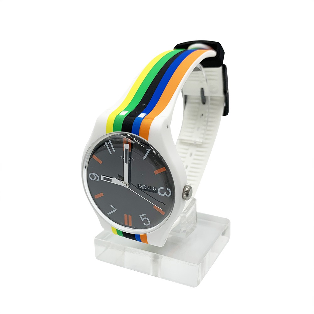 Swatch LIGNE DE FUITE 雙曆腕錶手錶黑白SUOW708 | 蝦皮購物