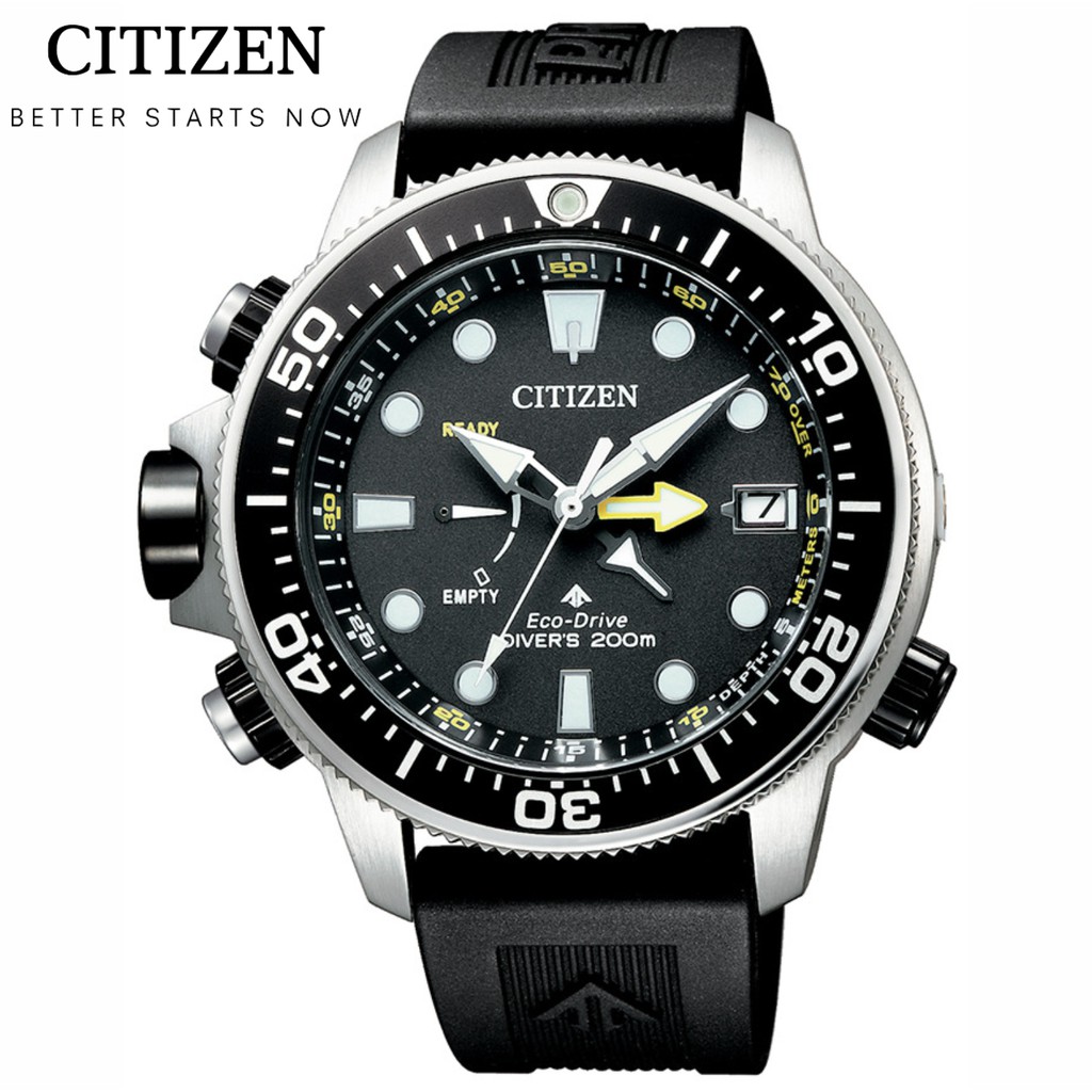 大台中時計 CITIZEN 星辰錶 PROMASTER 光動能鈦金屬 極致潛水膠帶款 BN2036-14E 黑/46mm