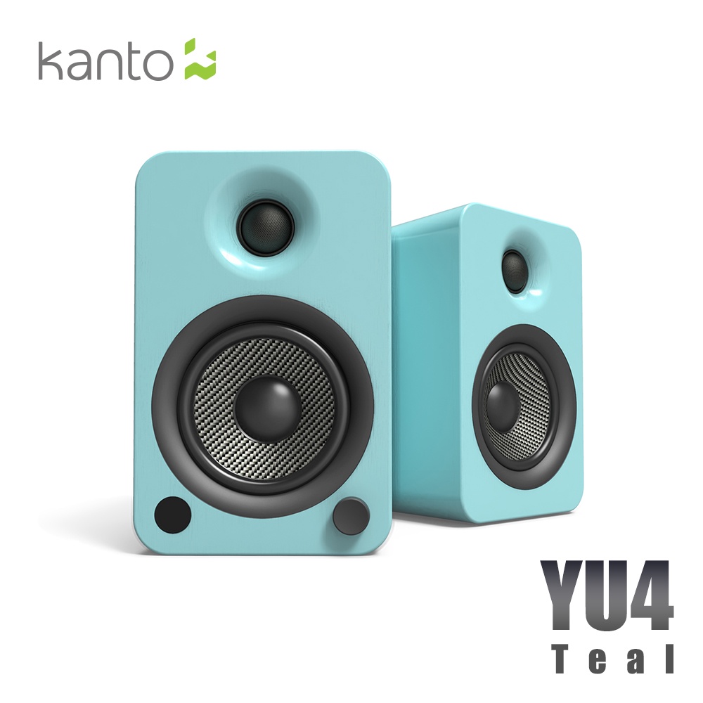 【Kanto 台灣】YU4藍牙立體聲書架喇叭(藍)-3.5mm/RCA/光纖/藍牙輸入/附遙控器/可加購重低音Sub8