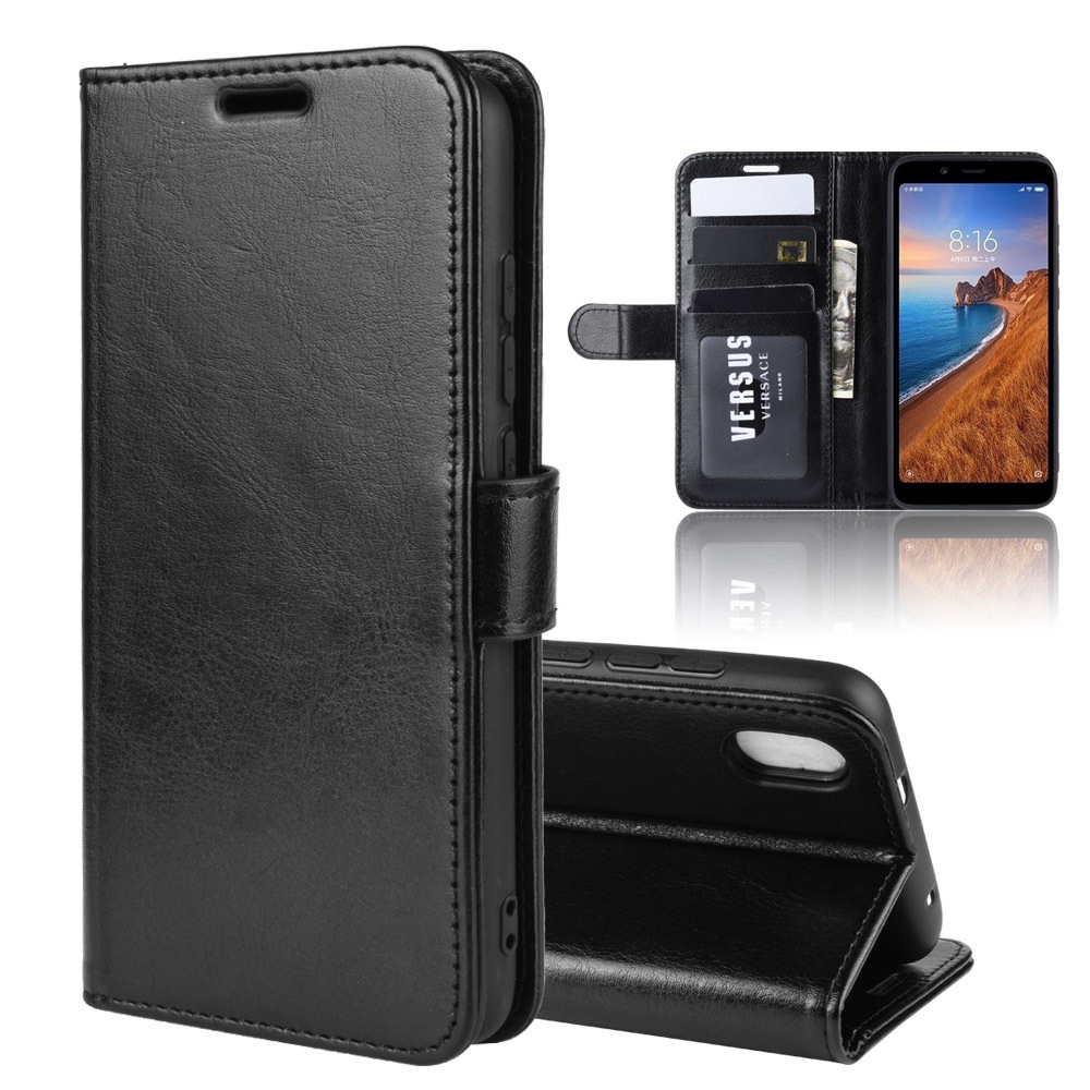 適用紅米7A手機殼 瘋馬紋錢包式支架保護套 小米Redmi 7A手機皮套