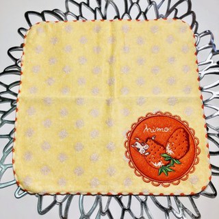 【午後時光】狗頭包副牌 MIMO 水玉圓點 大草莓刺繡 雙色滾邊 精美貼布 手帕/小方巾-5422-A特價