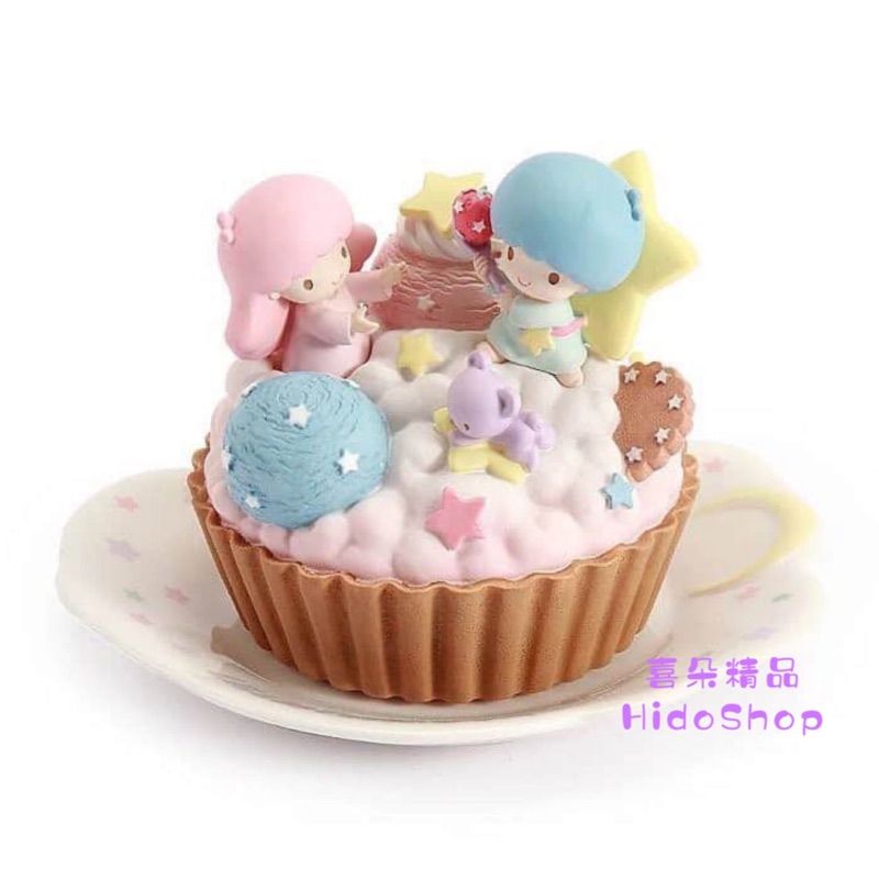 日本三麗鷗正版雙子星杯子蛋糕甜點陶瓷音樂鈴