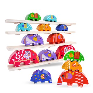 [現貨]大象木製疊疊平衡木 寶寶玩具 桌上遊戲 木製玩具