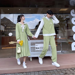 【COUPLE】💖💖情侶裝2022春裝新款文藝蝴蝶結連衣裙女