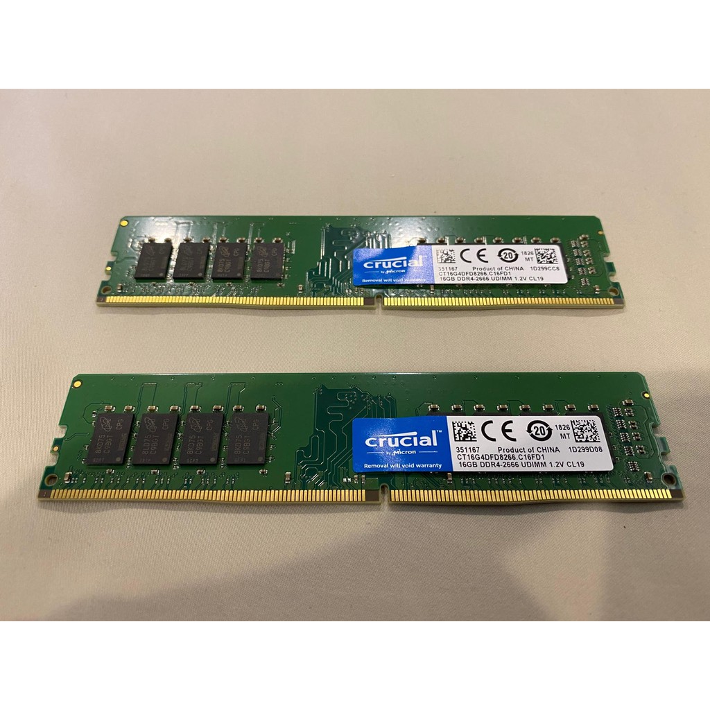 美光 Crucial DDR4 2666/32G (16G*2) 雙通道記憶體