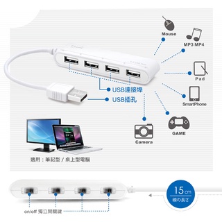 侯爵科技⚔快速出貨🚚 E-books H11 獨立開關4孔USB HUB集線器+電源指示燈