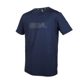 FIRESTAR 男彈性印花短袖T恤(慢跑 路跑 吸濕排汗 運動 上衣 反光「D2037-93」 丈青灰