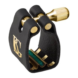 【【蘋果樂器】】No.204全新法國BG L12SR 中音薩克斯風束圈,Alto Sax,皮質吹嘴束圈+鍍金鑲綠,附蓋~