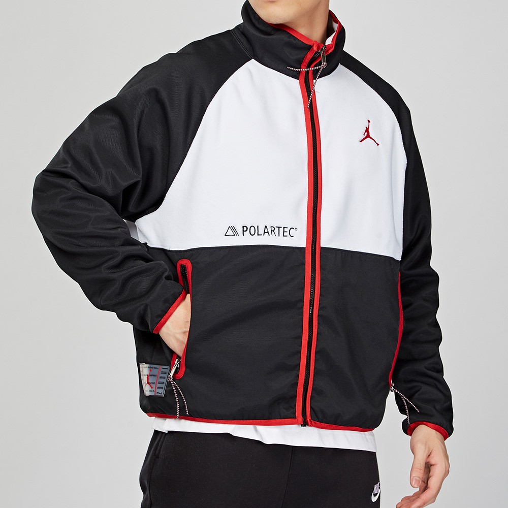 Nike Air Jordan 男子 黑紅白 喬丹 刷毛 保暖 立領 排汗 運動 外套 CU1495-010