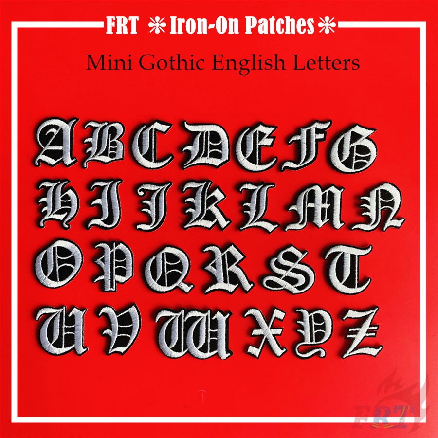 迷你哥特式英文字母系列 Q-3:白色熨燙補丁 1Pc 熨燙縫製徽章補丁 DIY刺繡補丁