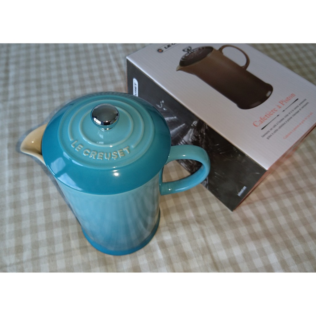 全新 Le Creuset 法式濾壓壺 陶瓷咖啡壺 750ml 27oz 茶壺 LC French Press 加藍