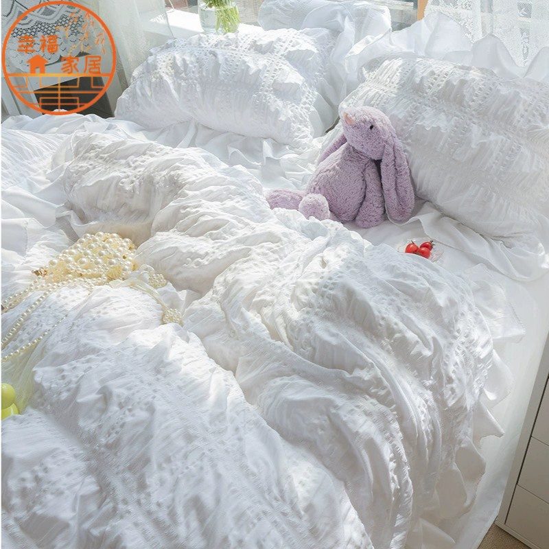 Ins韓版 公主風 四件組 床包四件組 白色花邊 單人床包 雙人床包 床罩/床裙/被單 床包組雙人加大 單人加大床包 特