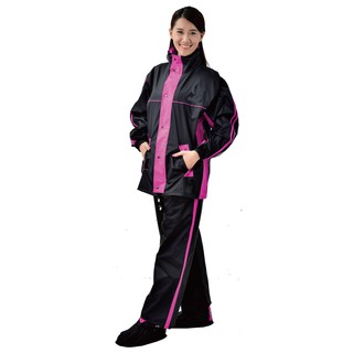 【JUMP 將門】勁馳 套裝二件式風雨衣(含防水雨褲) 桃粉黑 IBNN