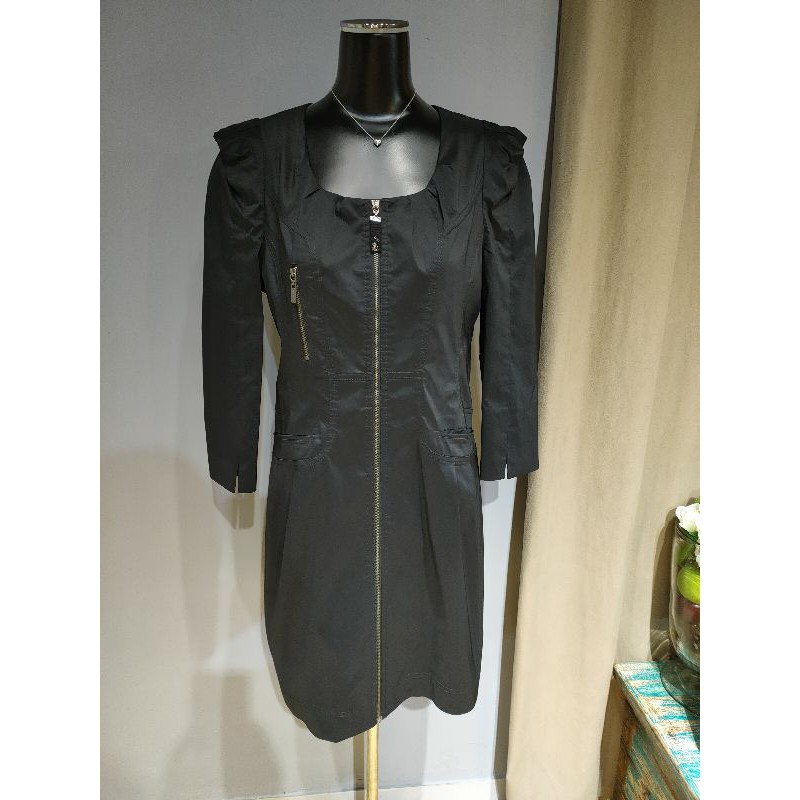 近全新 設計師 高美芬 KAO MEIFEN 黑色七分袖洋裝/外套二穿