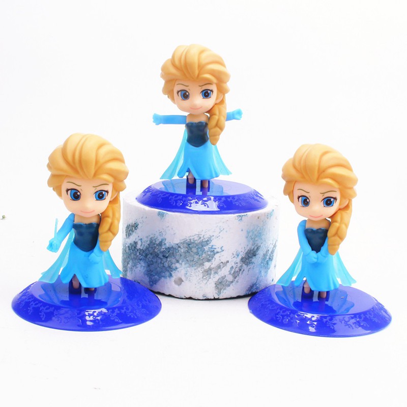 3 件裝冷凍卡通主題艾爾莎娃娃蛋糕裝飾藍色塑料模型生日派對女孩玩具用品