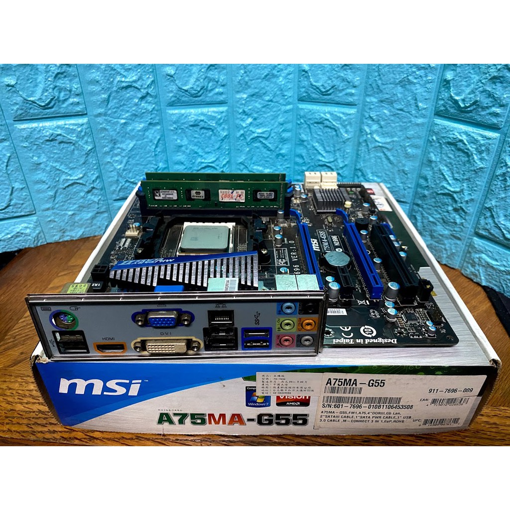 （購買前請先詢問）AMD A8 3800 + MSI A75MA G55 +4G記憶體(2G*2)