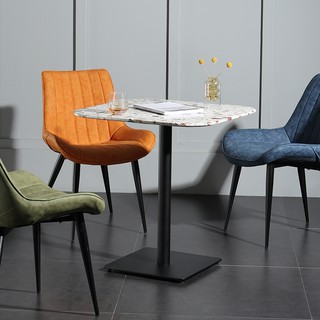 【台發家具行】北歐簡約家用餐桌現代創意鐵藝圓桌網紅ins咖啡廳水磨石桌椅組合
