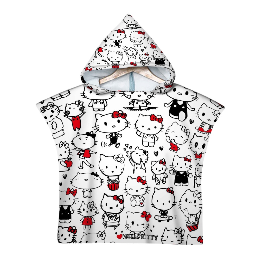 Hello kitty 吸水毛巾衣 吸水速幹 連帽浴巾 兒童卡通浴巾衣 可來圖訂製 浴巾衣 沙灘巾 毛巾衣 沙灘衣 遊泳