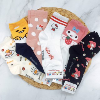 三麗鷗家族 Sanrio 蛋黃哥 gudetama 美樂蒂 hello kitty 韓國襪子 長筒襪 條紋襪 立體耳朵