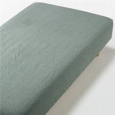 無印良品柔舒水洗棉雙人床包-綠