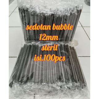 Hitam 12mm 無菌氣泡吸管填充有 100 個黑色塑膠包裝