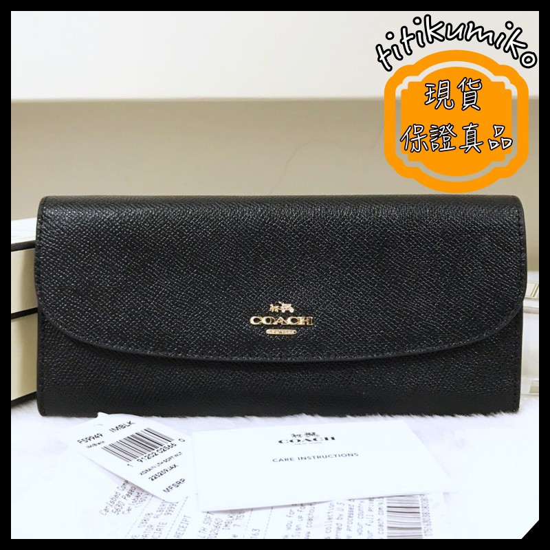 titikumiko1店【全新正品💯】Coach F59949 馬車Logo 防刮皮 信封型 簡易型 長夾 皮夾 錢包