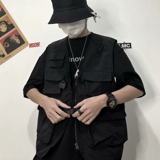 工裝馬甲外套 男外套 簡約外套 韓版潮流西服 休閒寬鬆男士正裝 韓版夾克 多袋馬甲（DD511）【壹號站】