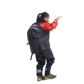 BrightDay 兒童背包前開兩件式風雨衣 藏衫罩背背款 橘紅 雨衣 兩件式雨衣《淘帽屋》